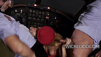 Blonde Flight Attendant In Superman&#039_s Flight Fucks Pilots In The Cock Pit