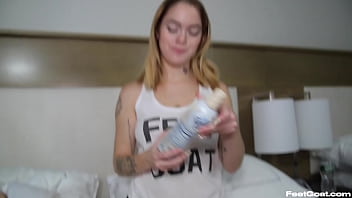 Beautiful pornstar Sage Fox gives sensual blowjob to basketball player then gets her face covered with messy facial