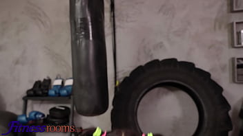 Fitness Rooms Sexy Spanish college girl Claudia Bavel lesbian sex in gym with Czech babe Mishel Dark