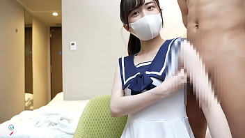Japanese girl gives a guy an armpit job wearing sailor suits