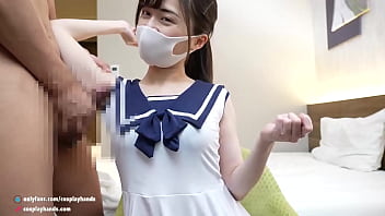 Japanese girl gives a guy an armpit job wearing sailor suits