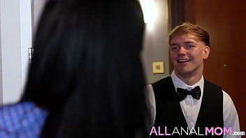 AllAnalmom.com - Hot and ready for her dinner date with her husband, Eliza puts the last few touches for their sizzling meal.