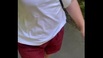 OUTDOOR WALKING AROUND AND TALKING DIRTY. I'_M FLASHING WITH MY HUGE NATURAL TITS AND HAIRY PUSSY.