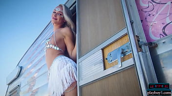 Big ass teen Emma Hix softcore porn video with Playboy in a mobile home