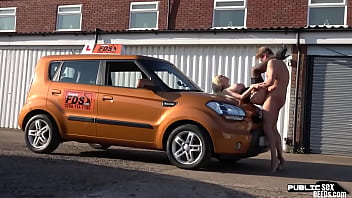 Busty MILF in stockings outdoor and in car fucked by hubby