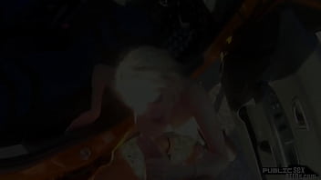 Busty MILF in stockings outdoor and in car fucked by hubby