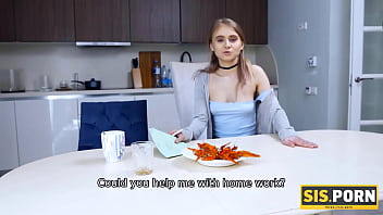 SISPORN. Students brain works better when stepsister serves his dick