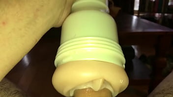 Stroking cock with flesh light