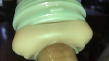 Stroking cock with flesh light