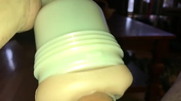 Stroking cock with flesh light