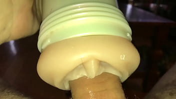 Stroking cock with flesh light