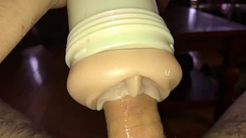 Stroking cock with flesh light