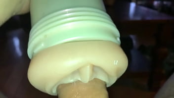 Stroking cock with flesh light