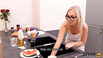 STUCK4K. Blonde from Czech needs help and sex is a good price for it