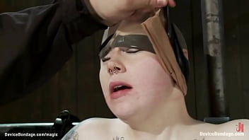 Strapped slaves machine fucked