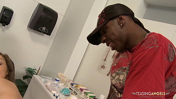 Brunette doctor wants to taste his big black dick
