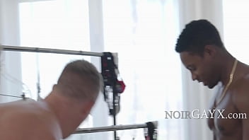 Handsome black hunk barebacks white stud after a shoot - De Angelo Jackson, Nick Fitt