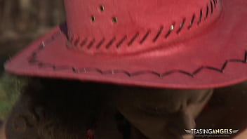 Horny brunette chick gets her both holes fucked outdoors