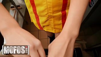 Waitress (Kimora Quin) Is So Horny That She Asks For Her Coworker'_s Cock In The Kitchen - Mofos