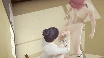 Hentai Uncensored - Shoko jerks off and cums on her face and gets fucked while grabbing her tits - Japanese Asian Manga Anime Game Porn