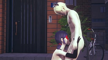 Miraculous Lady Bug - Lady Bug handjob and blowjob to CatNoir in the street - Japanese Asian Manga Anime Game Porn