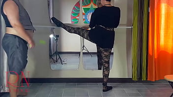 ENF Spank ballerina&#039_s ass. Punish a bad dancer (Regina Noir). The teacher scolds, fucks in the mouth and in the pussy. Cam 2