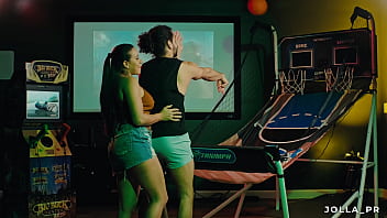 Beautiful Latina MILF Jolla gets fucked while shooting hoops at her friend'_s game room