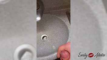 horny german trans girl jerks off in the airplane bathroom during turbulence - Emily Adaire TS - homemade amateur