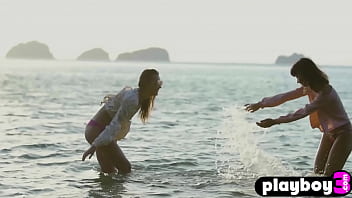 Cute lesbian teens Cara Pin and cute babe Elilith Noir posed totally naked