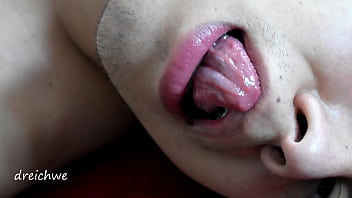 Sticking out her tongue like a bitch