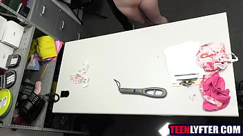 Redhead teen fucks mall cop'_s bbc to get out of trouble