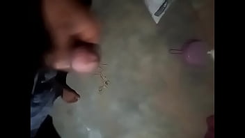 Skinny solo boy hansjob at home