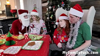 step Mom Sucking Stepson'_s Cock and step Daughter Sucking step Daddy'_s Cock on Christmas Party