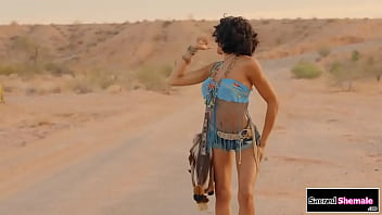 Trans biker Natalie Mars barebacks trans hitchhiker outdoors