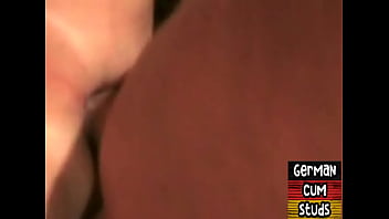 Amateur German masked stud gangbanged by tops in sling