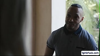 Busty tbabe enjoys sucking big black cock