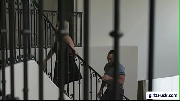 Busty tbabe enjoys sucking big black cock