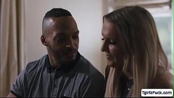 Busty tbabe enjoys sucking big black cock