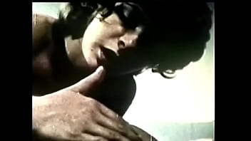 Sexy vintage model caresses her friends hairy pussy after bathing