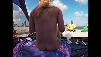 Exhibitionist Wife 511 - Mrs Kiss gives us her NUDE BEACH POV view of a VOYEUR JERKING OFF in front of her and several other men watching!