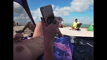Exhibitionist Wife 511 - Mrs Kiss gives us her NUDE BEACH POV view of a VOYEUR JERKING OFF in front of her and several other men watching!