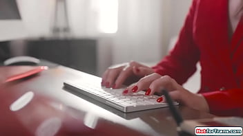 Tgirl boss Natalie Mars licks secretary