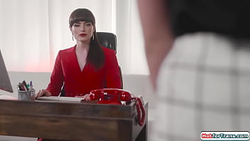 Tgirl boss Natalie Mars licks secretary