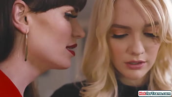 Tgirl boss Natalie Mars licks secretary