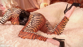 Beautiful hot blonde MILF doing selfies in spandex catsuit - FemDom ignoring video (Arya Grander)