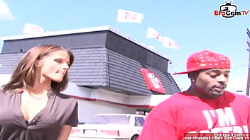 Busty brunette gets a cumshot on her silione tits from the BBC