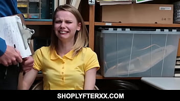 skinny blonde teen shoplyfter gets punished by mall cop