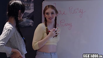 Lesbian teens Maya Kendrick and Eliza Ibarra licking horny teachers Liv Revamped pussy