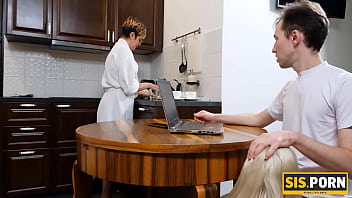 SISPORN. Lustful blonde starts exploiting stepbrothers dick for delight