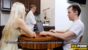 SISPORN. Lustful blonde starts exploiting stepbrothers dick for delight